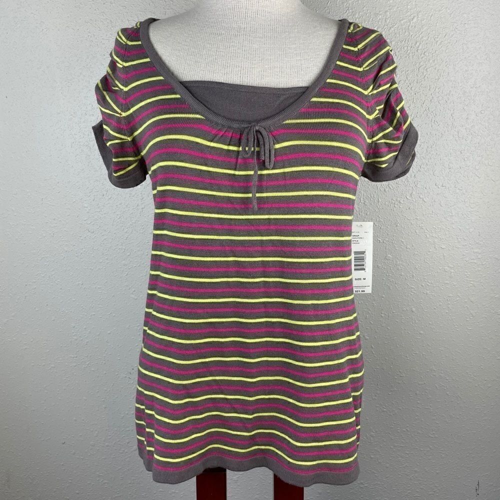 NWT Passports Short Sleeve Striped Top Size M